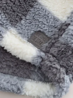 Grijs dambordpatroon - Fleece shacket van borg (3 mnd - 7 jr)
