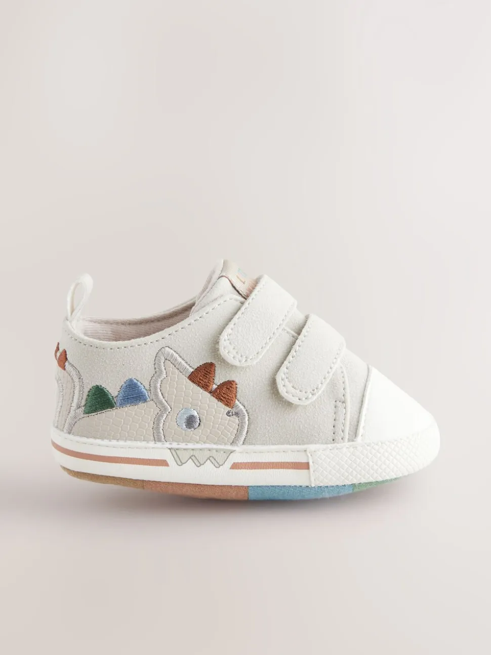 Grijs dinosaurus - Touch Fastening Baby Trainers (0-2mths)