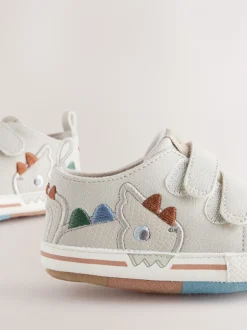 Grijs dinosaurus - Touch Fastening Baby Trainers (0-2mths)