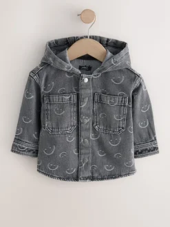 Grijs Face - Denim overhemd met capuchon (3mnd -7jr)
