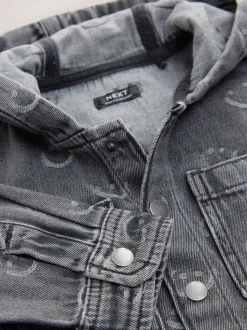 Grijs Face - Denim overhemd met capuchon (3mnd -7jr)
