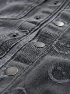 Grijs Face - Denim overhemd met capuchon (3mnd -7jr)