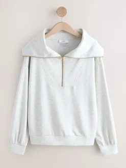 Grijs gemêleerd - Half Zip Jersey Sweatshirt