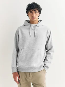 Grijs gemêleerd - Normale Pasvorm - Zwaargewicht Cotton Rich Jersey Hoodie