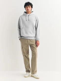 Grijs gemêleerd - Normale Pasvorm - Zwaargewicht Cotton Rich Jersey Hoodie