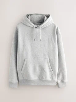 Grijs gemêleerd - Normale Pasvorm - Zwaargewicht Cotton Rich Jersey Hoodie