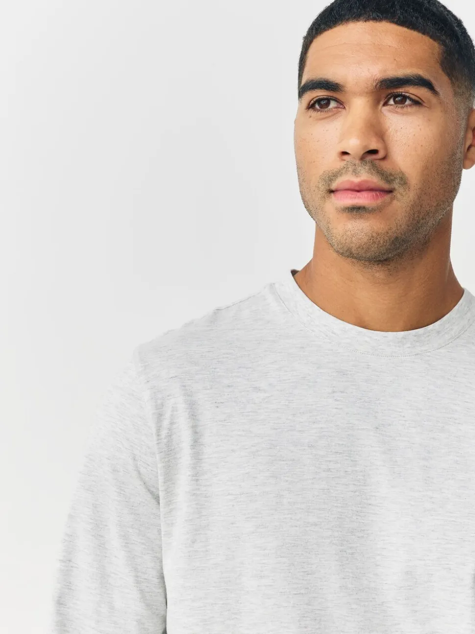 Grijs gemêleerd - Normale Pasvorm - T-shirt met lange mouwen en ronde hals