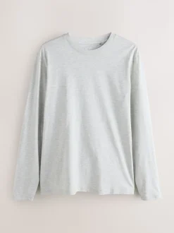 Grijs gemêleerd - Normale Pasvorm - T-shirt met lange mouwen en ronde hals