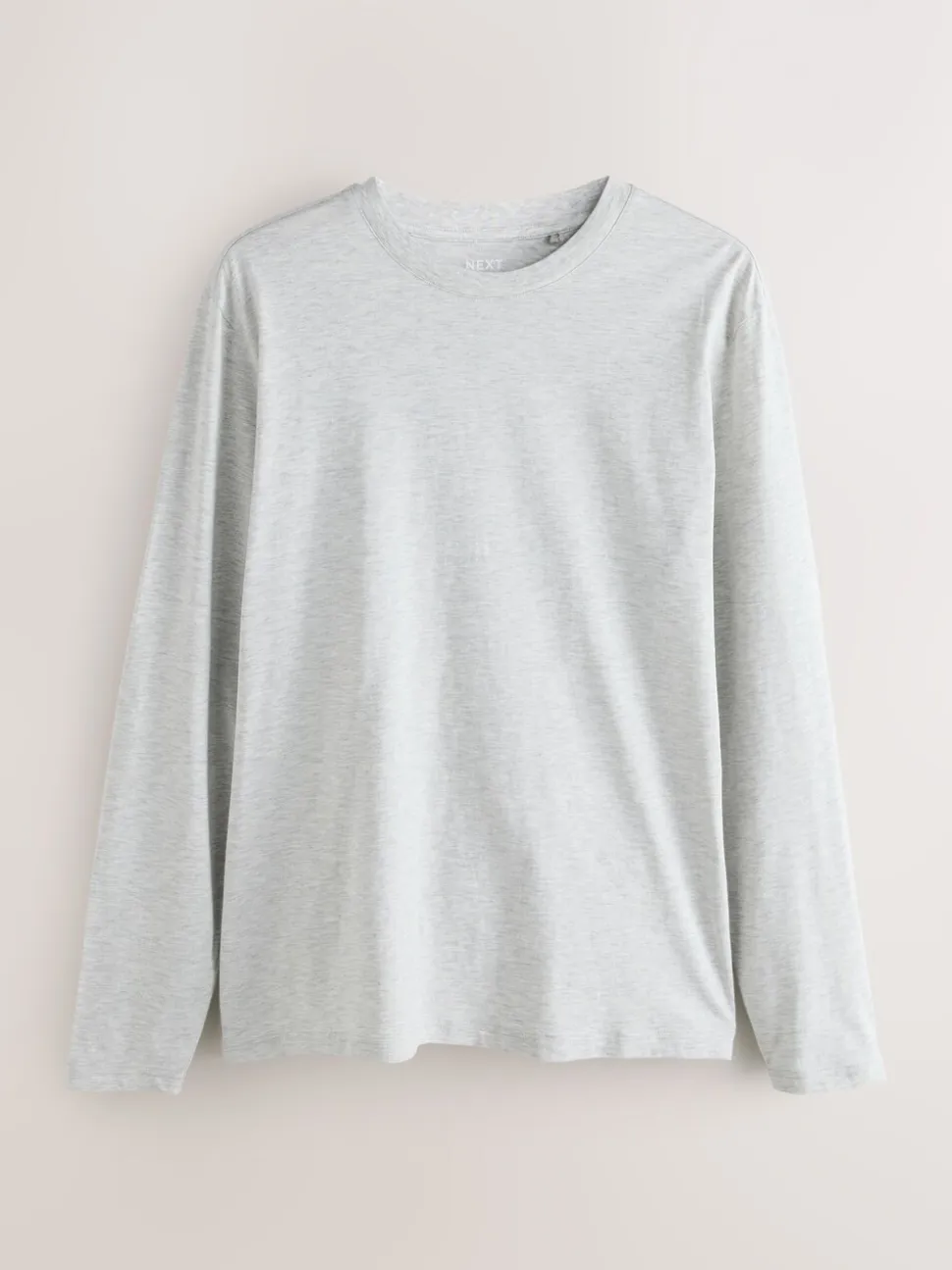 Grijs gemêleerd - Normale Pasvorm - T-shirt met lange mouwen en ronde hals