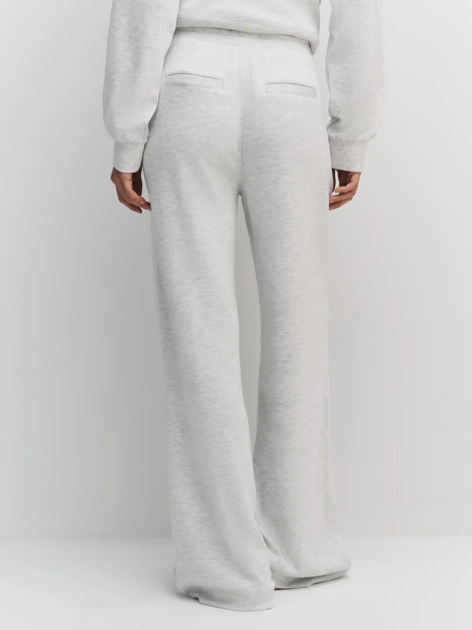Grijs gemêleerd - Premium jersey joggingbroek met wijde pijpen