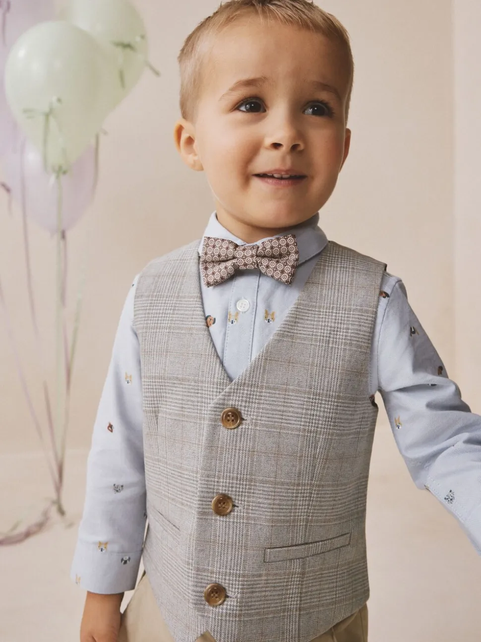 Grijs geruit - Waistcoat Shirt and Bow Tie Set (3mths-9yrs)