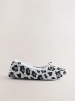 Grijs met dierenprint - Ballerina Flat Slippers
