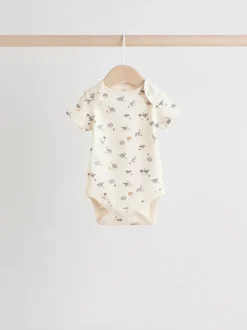 Grijs met dinoprint - Set van 5 babyrompertjes met korte mouwen
