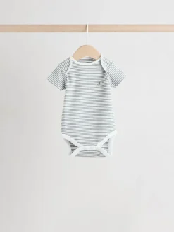 Grijs met dinoprint - Set van 5 babyrompertjes met korte mouwen