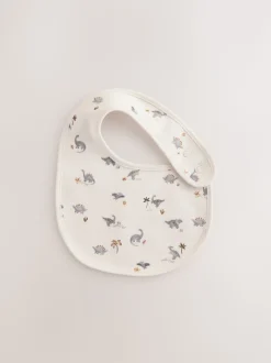Grijs met dinoprint - Verpakking met 3 babyslabbetjes