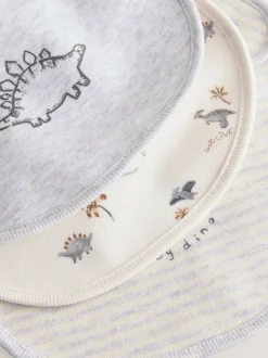Grijs met dinoprint - Verpakking met 3 babyslabbetjes