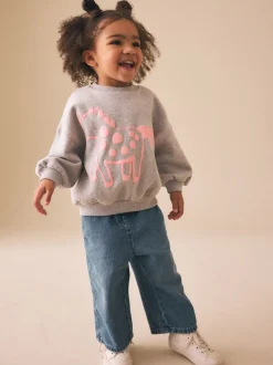 Grijs met eenhoornprint - Sweatshirt met ronde hals (3 mnd-7 jr)