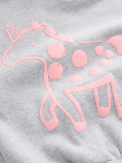 Grijs met eenhoornprint - Sweatshirt met ronde hals (3 mnd-7 jr)