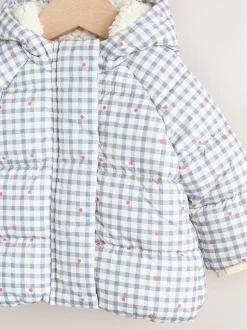 Grijs met gingham - Gevoerd babyjack met capuchon (0mnd-2jr)