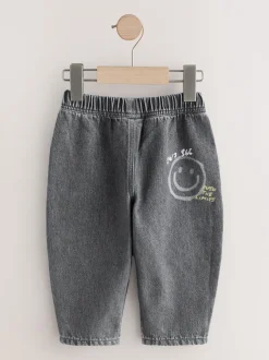 Grijs met graffiti - Barrel jeans (3mnd -7jr)