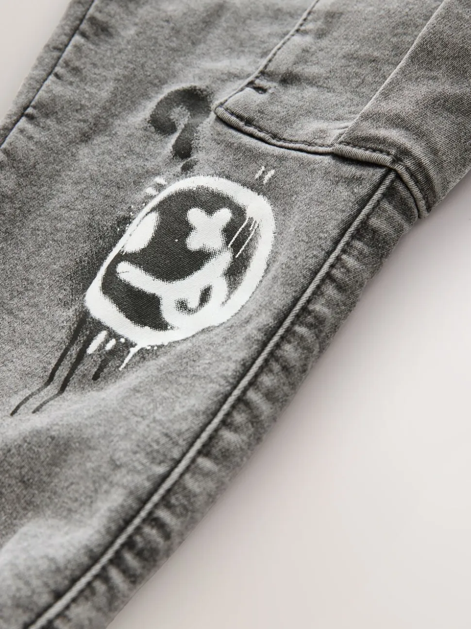 Grijs met graffiti - Cargo jeans met elastische taille (3-16 jr)