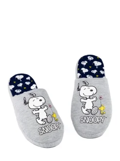 Grijs met Snoopy - Vanilla Underground winterse pantoffelmuiltjes voor dames