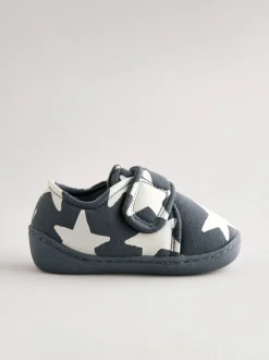 Grijs met sterren - Pantoffels met klittenbandsluiting en omgevende zool