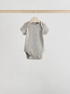 Grijs met zebraprint - Baby Bodysuits met Korte mouwen 100% katoen 5 verpakking