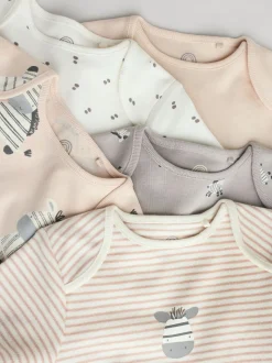 Grijs met zebraprint - Baby Bodysuits met Korte mouwen 100% katoen 5 verpakking