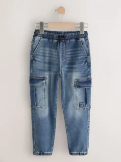 Grijs/blauw - Cargobroeken met elastische taille 2 pak (3-16jaar)