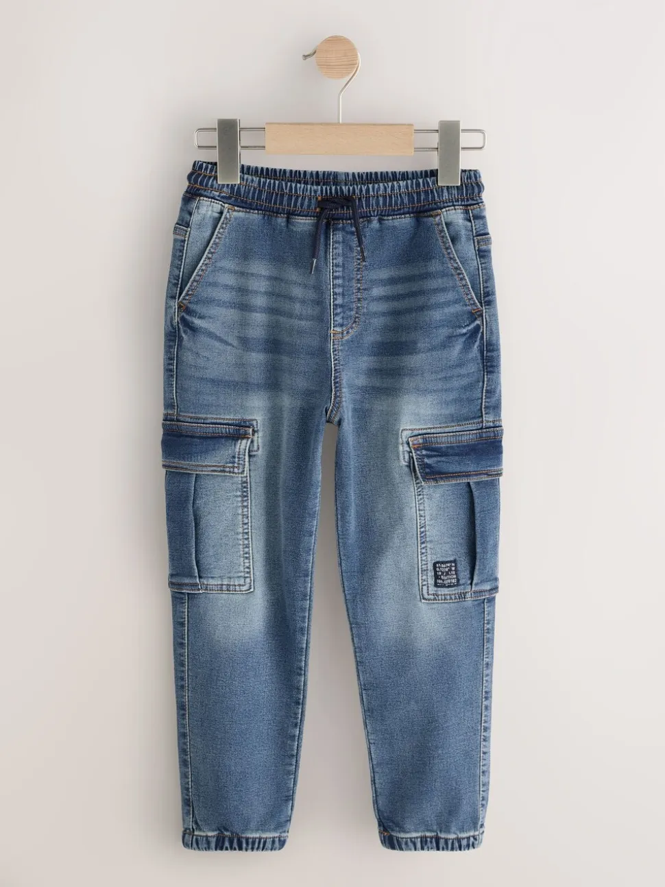 Grijs/blauw - Cargobroeken met elastische taille 2 pak (3-16jaar)