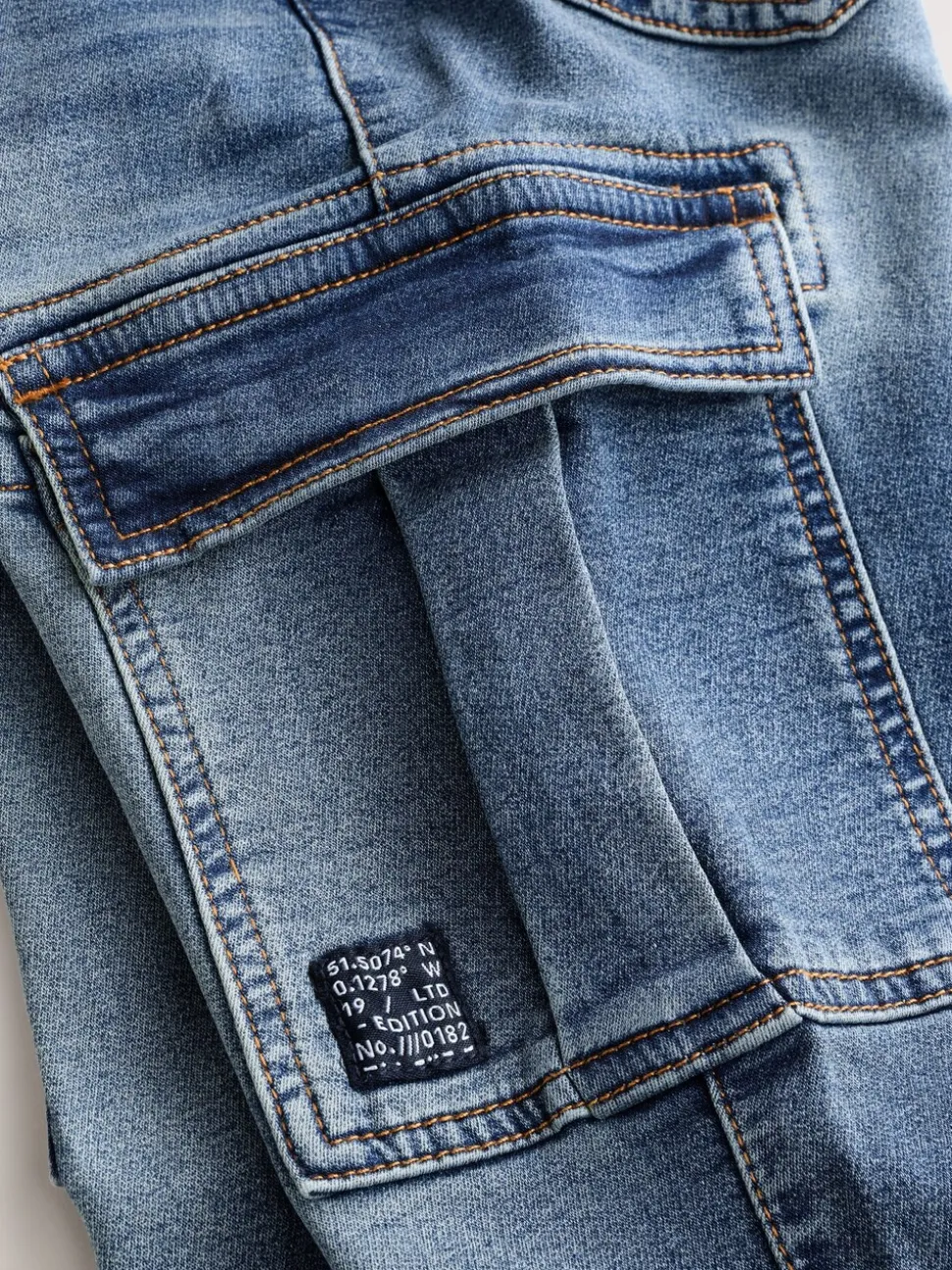 Grijs/blauw - Cargobroeken met elastische taille 2 pak (3-16jaar)