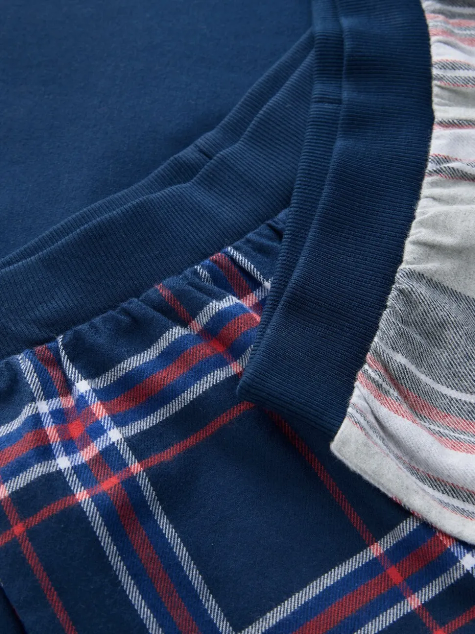 Grijs/blauw - Set van 2 geweven geruite pyjama's met lange mouwen (3-16jr)