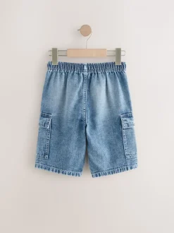 Grijs/Blauw - Verpakking van 2 cargoshorts van 100% katoenen denim (3-16jr)