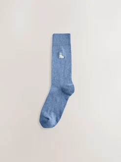 Grijs/blauw gedraaid Arctisch Animal - 8 Sokken met borduursel