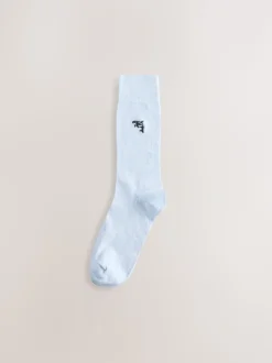 Grijs/blauw gedraaid Arctisch Animal - 8 Sokken met borduursel