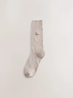 Grijs/blauw gedraaid Arctisch Animal - 8 Sokken met borduursel