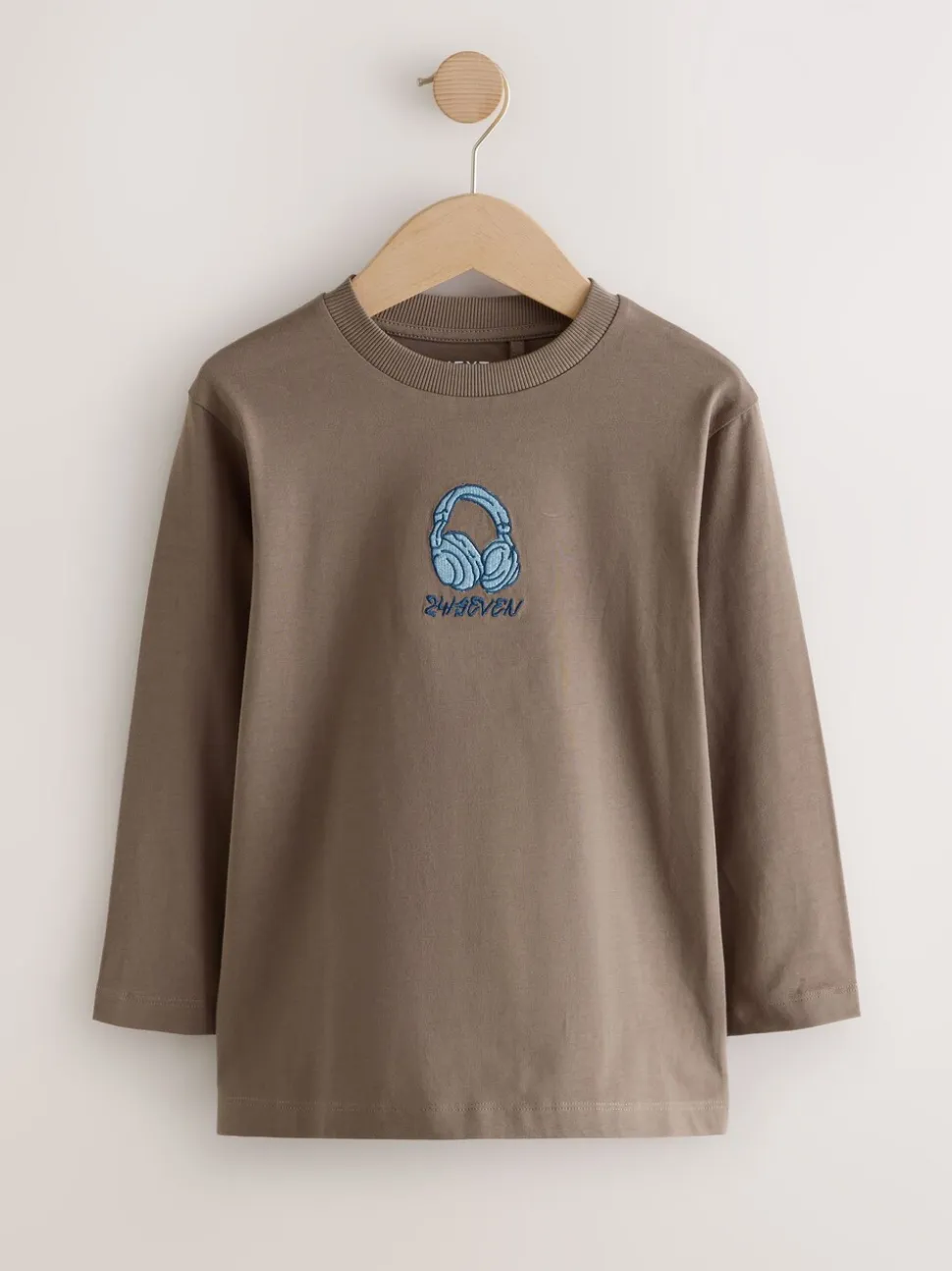 Grijs/blauw/bruin borduursel - Bedrukte T-shirts met lange mouwen verpakking van 3 (3 - 16 jr)