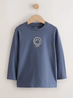 Grijs/blauw/bruin borduursel - Bedrukte T-shirts met lange mouwen verpakking van 3 (3 - 16 jr)
