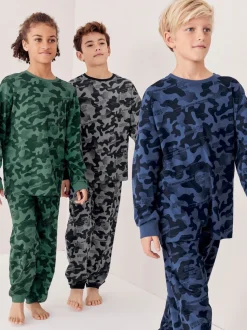 Grijs/blauw/groen camouflage - Verpakking van 3 pyjama's met lange mouwen (3-16 jr)