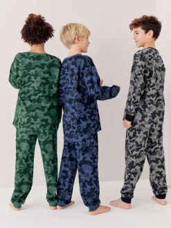 Grijs/blauw/groen camouflage - Verpakking van 3 pyjama's met lange mouwen (3-16 jr)