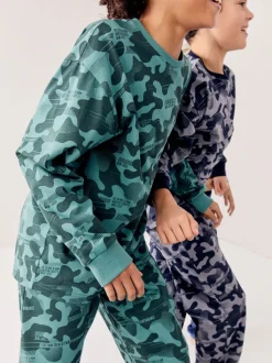 Grijs/blauw/groen camouflage - Verpakking van 3 pyjama's met lange mouwen (3-16 jr)