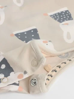 Grijs/crème met figuurtjes - 6 -delige set van top met lange mouwen en leggings (0mnd -3jr)