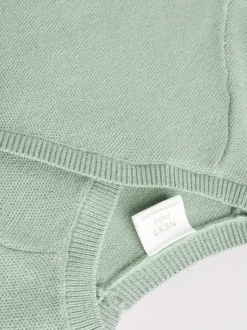 Grijs-groen - 2 -delige babyset met gebreide wikkelstrui en legging (0mnd-2jr)