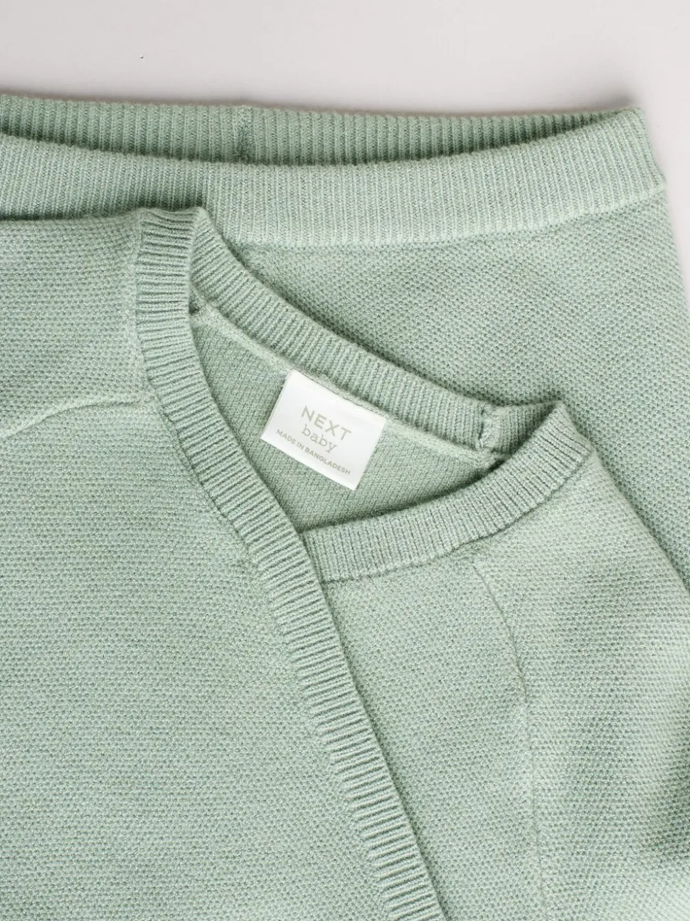 Grijs-groen - 2 -delige babyset met gebreide wikkelstrui en legging (0mnd-2jr)