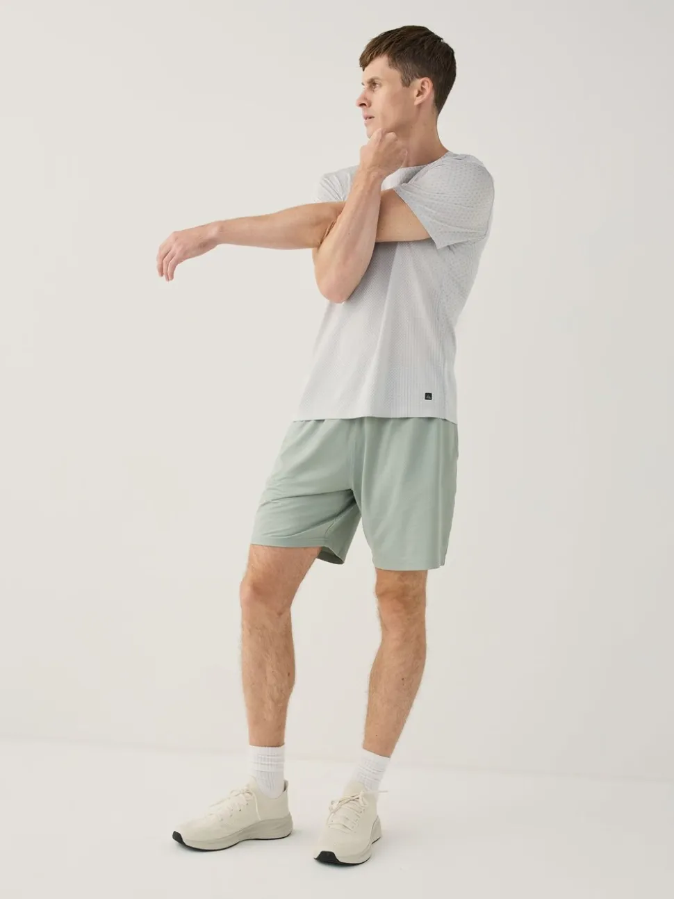 Grijs-groen - Active Gym trainingsshort met textuur