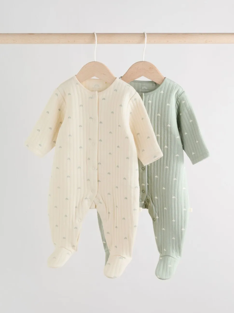 Grijs-groen - Baby Quilted Sleepsuits 2 Pack