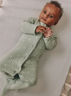 Grijs-groen - Baby Quilted Sleepsuits 2 Pack