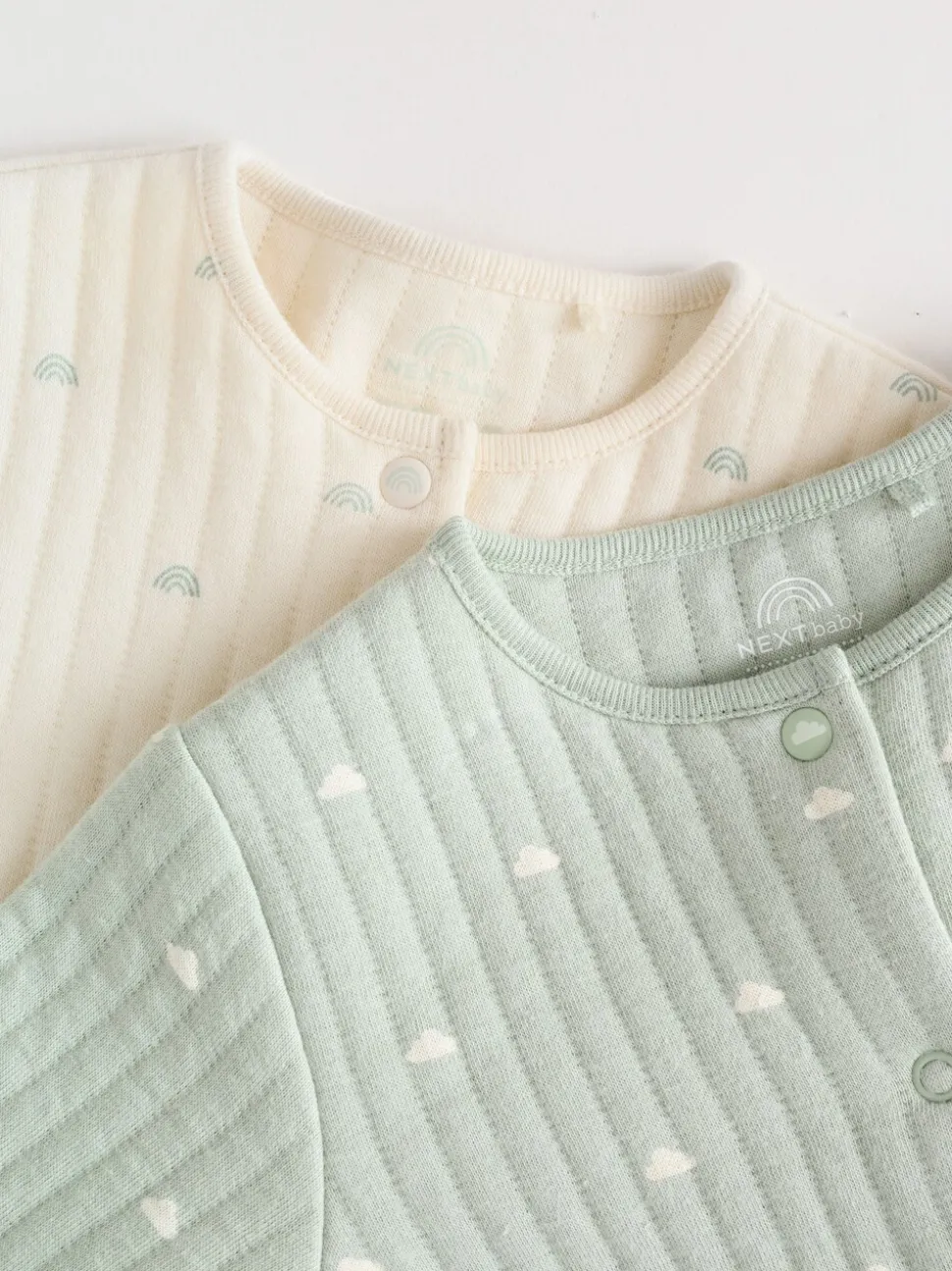 Grijs-groen - Baby Quilted Sleepsuits 2 Pack