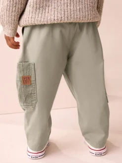 Grijs-groen - Broek met elastische taille en zijzakken (3mnd -7jr)